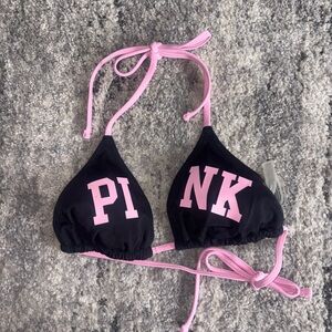 Victoria's Secret PINK Black Bikini Top with Pink Trim